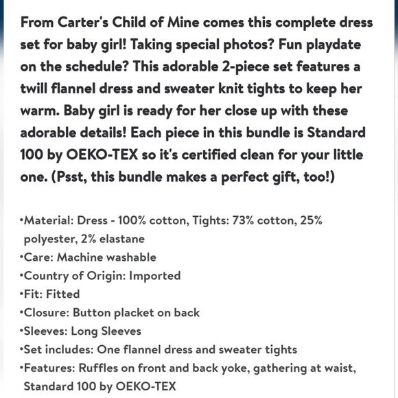 Carter's Child of Mine Baby Girl Dress Set, 2-Piece, Size 24m - Picture 4 of 4